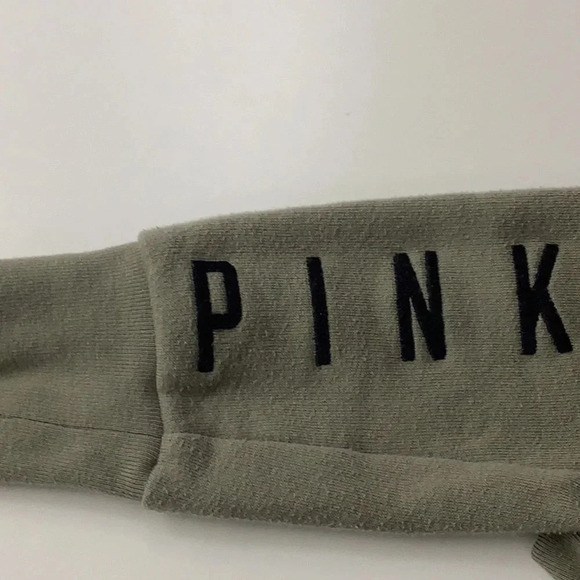 Pink olive green hoodie zip up jacket with front pockets (Preowned) - Picture 4 of 7